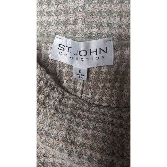 St. John pastel neutral tweed fringe blazer skirt set - Picture 11 of 12